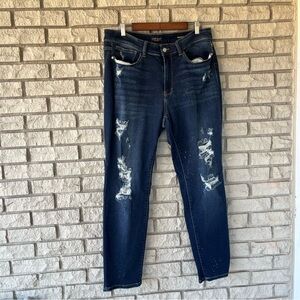 Judy Blue Dark Wash High Rise Distressed Boyfriend Fit Jeans Size 18W